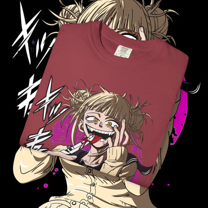 Anime Himiko Toga Unisex Garment-Dyed T-shirt, My Hero Academia, Villain Shirt, Cosplay Tee, Manga Fan Top