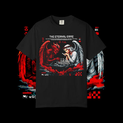 Gamer-Inspired Graphic T-Shirt, Retro Gaming Tee, Unisex Apparel, Angel and Demon Design, Perfect for Gifts & Events