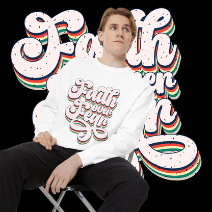 Faith Over Fear Retro Rainbow Sweatshirt