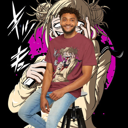 Anime Himiko Toga Unisex Garment-Dyed T-shirt, My Hero Academia, Villain Shirt, Cosplay Tee, Manga Fan Top