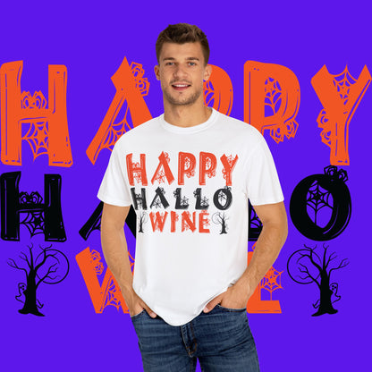 Hallowine T-Shirt, Halloween Tee, Spooky Celebration Shirt, Fall Festivity Apparel, Fun Halloween Gift, Unisex Garment-Dyed Tee