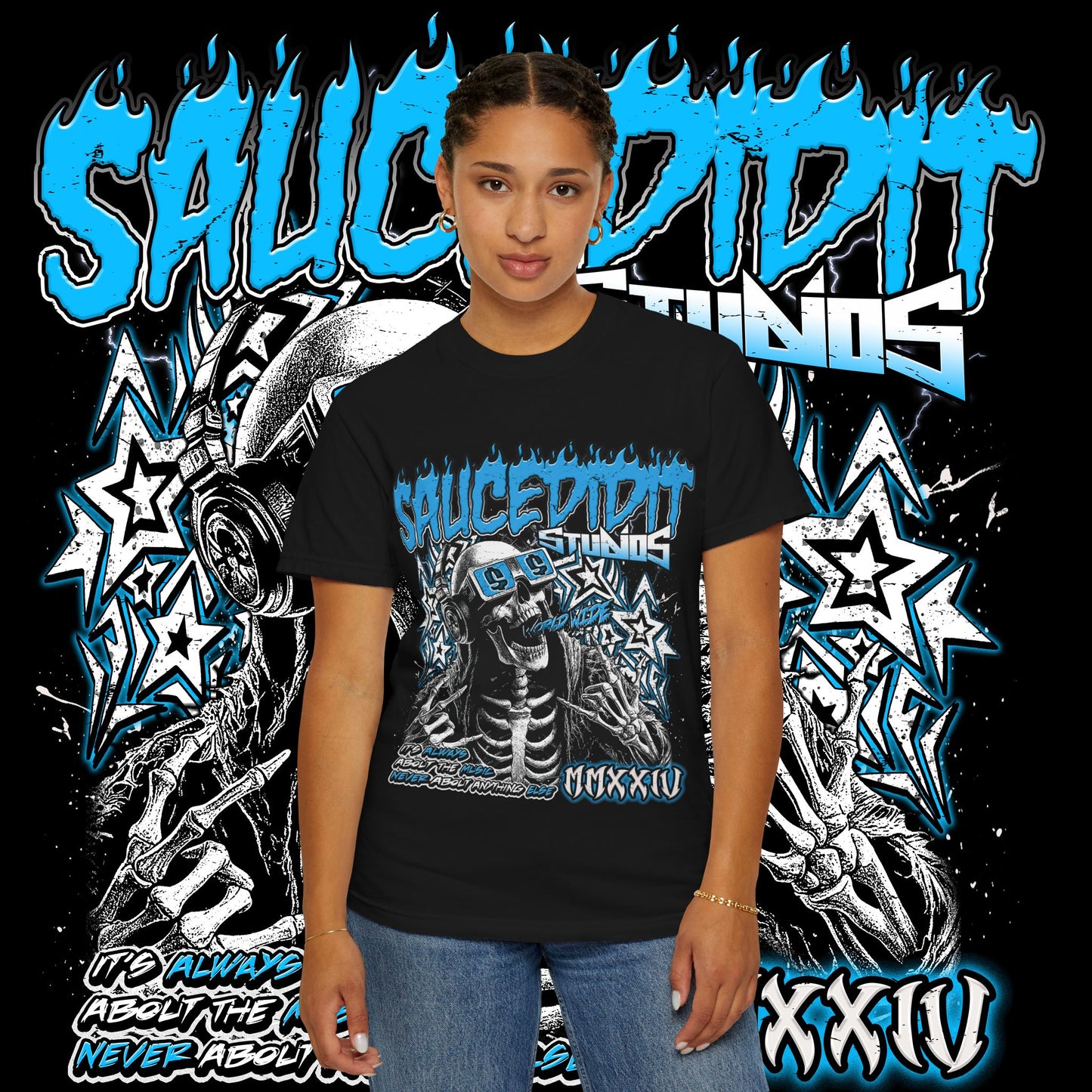 Sauced Out Skeleton Tee — "Don't Talk Too Much" Streetwear T-Shirt