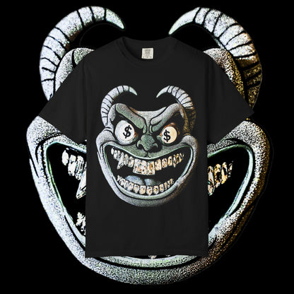 Grunge Demon Graphic T-shirt | Artistic Streetwear, Unisex Casual Tee, Gift for Music Lovers, Halloween Apparel, Urban Fashion