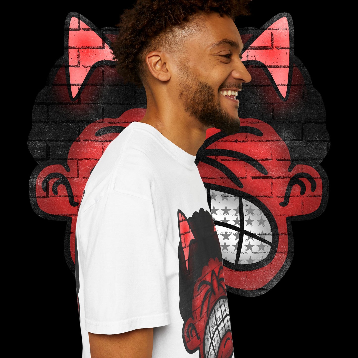 Devil Grin T-Shirt — Retro Graffiti Streetwear with 'SAVEDBYDT' Back Logo