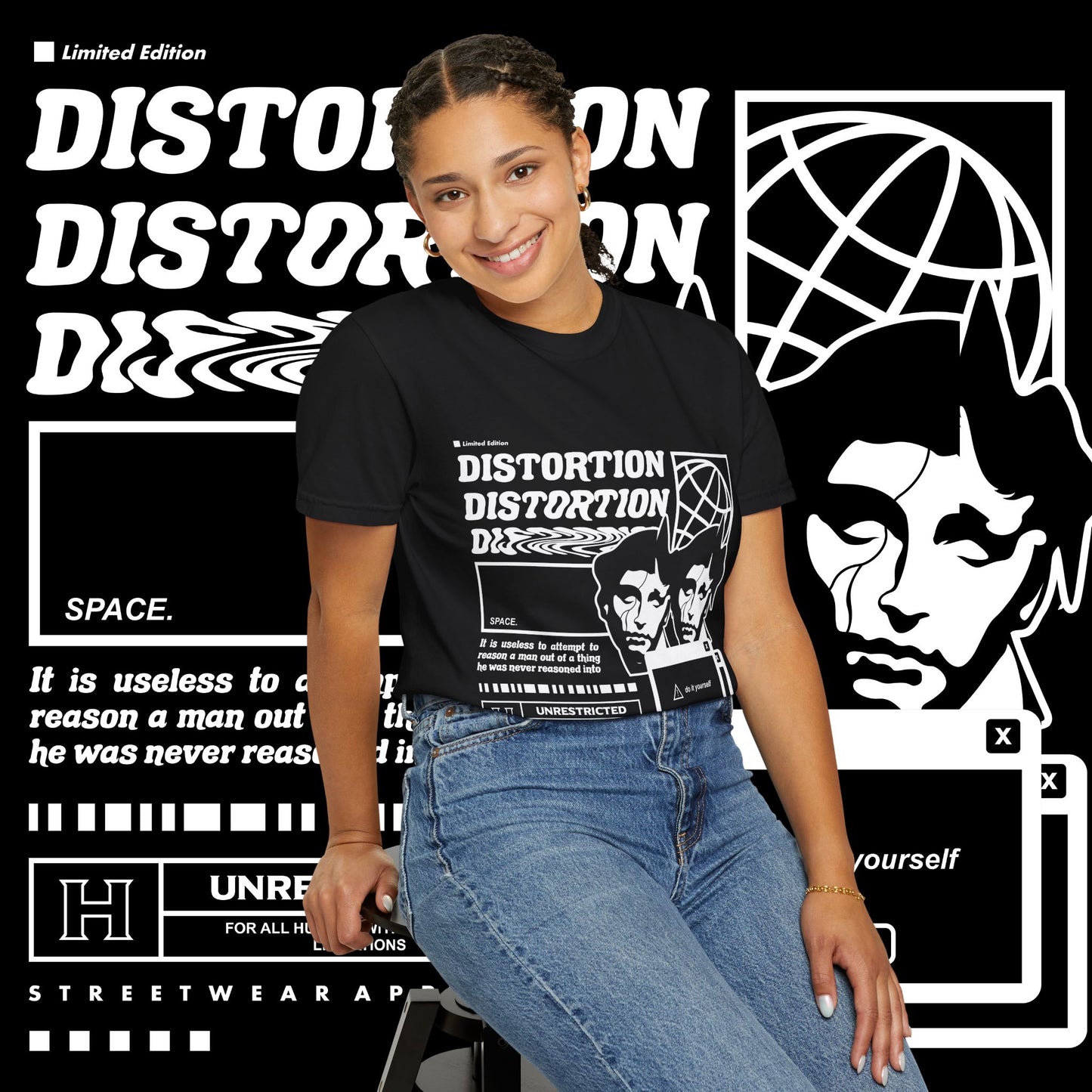 Limited Edition Distortion Graphic T-Shirt, Unisex Streetwear Tee, Trendy Casual Wear, Unique Gift for Creatives, Fashionable Graphic Top
