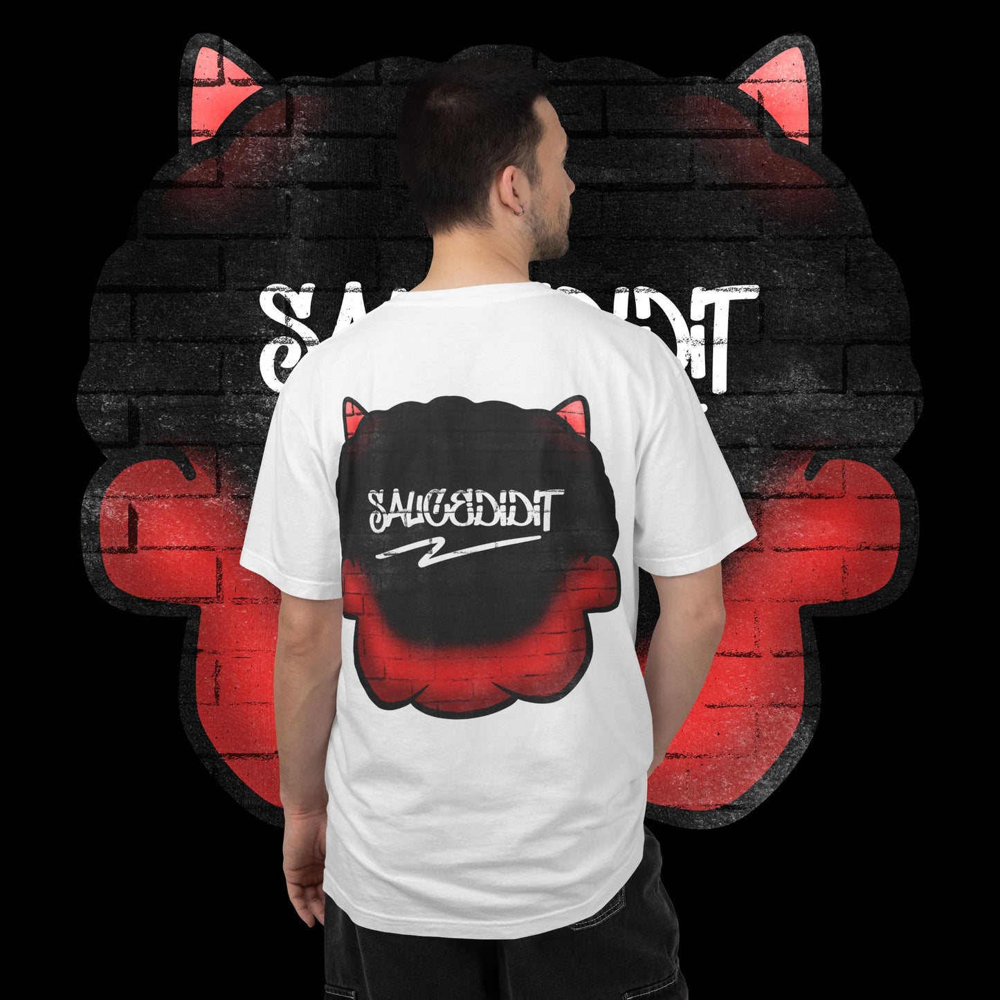 Devil Grin T-Shirt — Retro Graffiti Streetwear with 'SAVEDBYDT' Back Logo