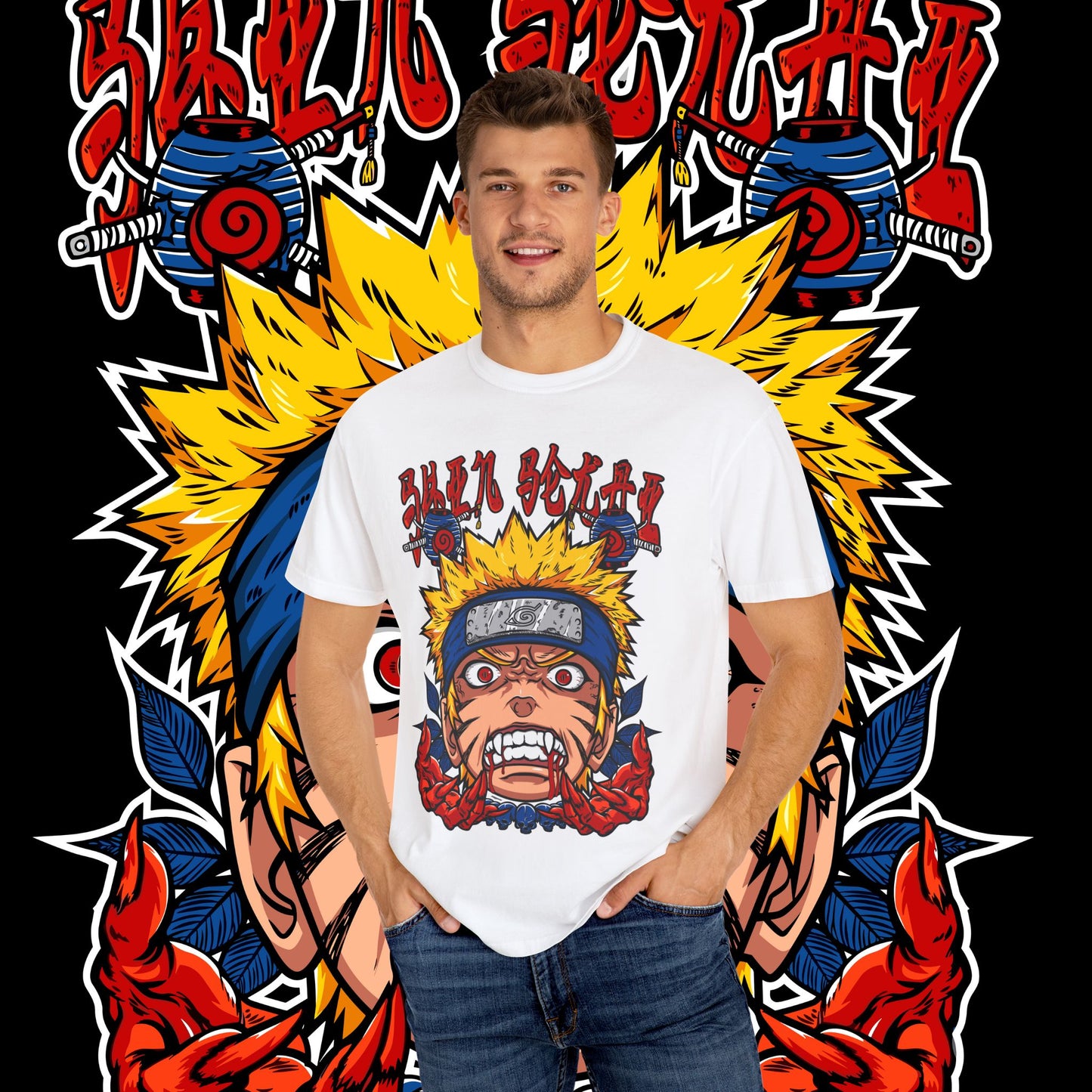 Naruto Nine Tails Faze T-shirt, Anime Graphic Tee, Unisex Cotton Shirt, Japanese Manga Merch, Cool Streetwear Top