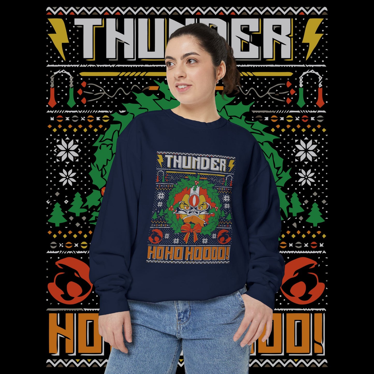 Thunder Ho Ho Ho! Holiday Sweatshirt — Retro Christmas Graphic Sweater