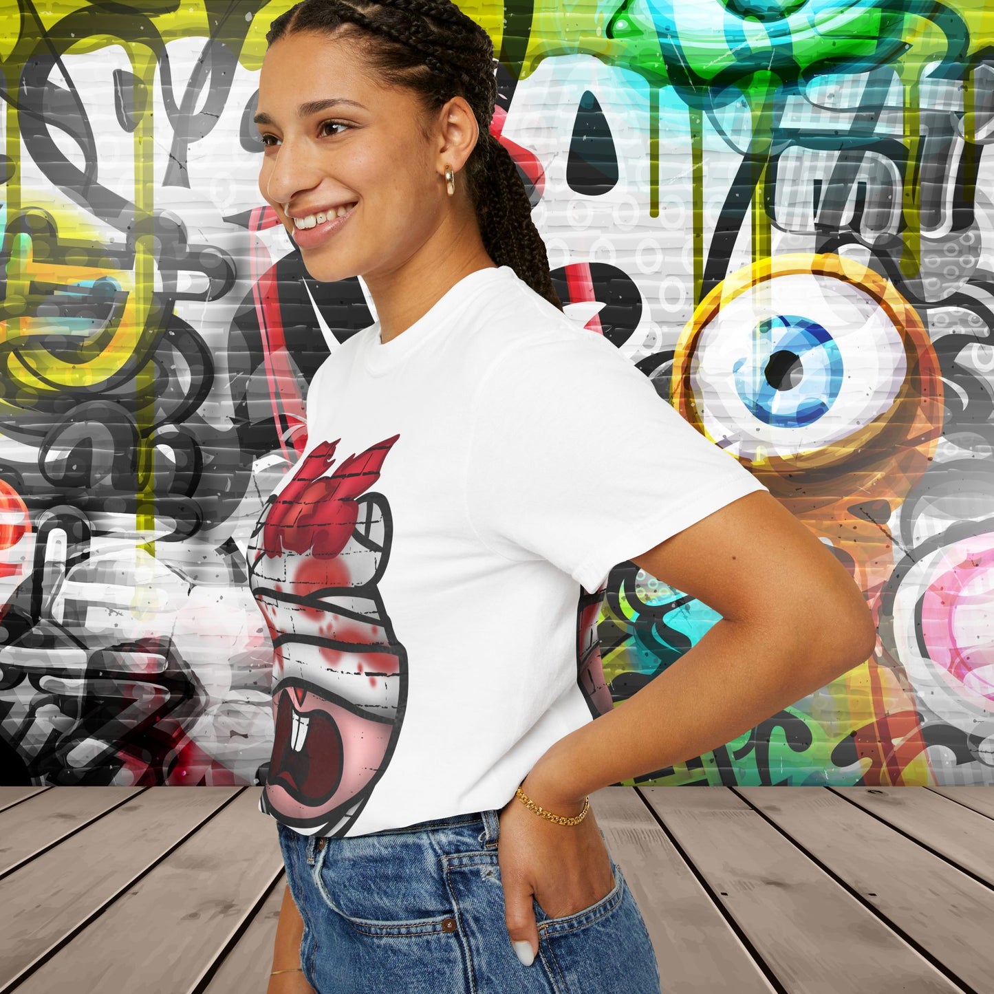 Graffiti Bandage Bear T-Shirt — 'SaucedIt' Streetwear Graphic Tee