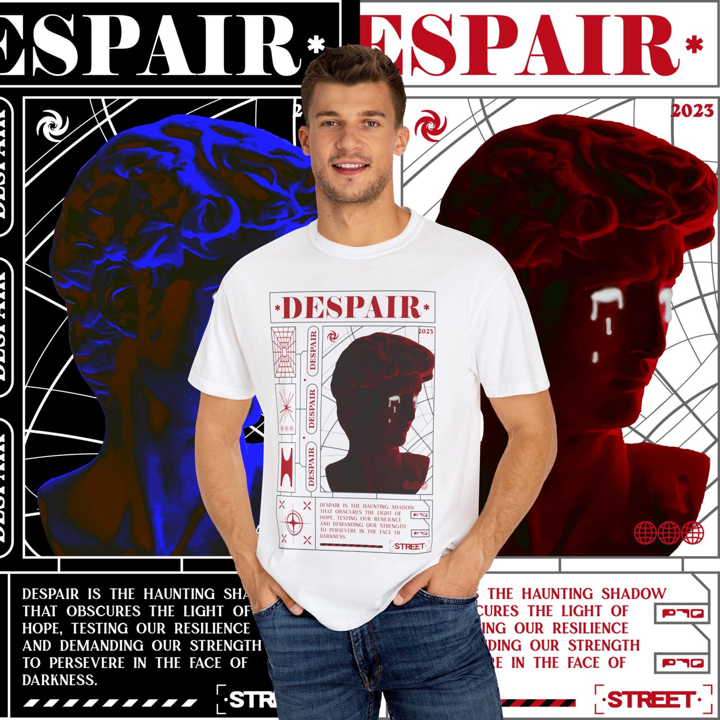 Despair Unisex Garment-Dyed T-shirt | Artistic Graphic Tee, Streetwear Fashion, Casual Everyday Wear, Unique Gift Idea, Trendy Apparel