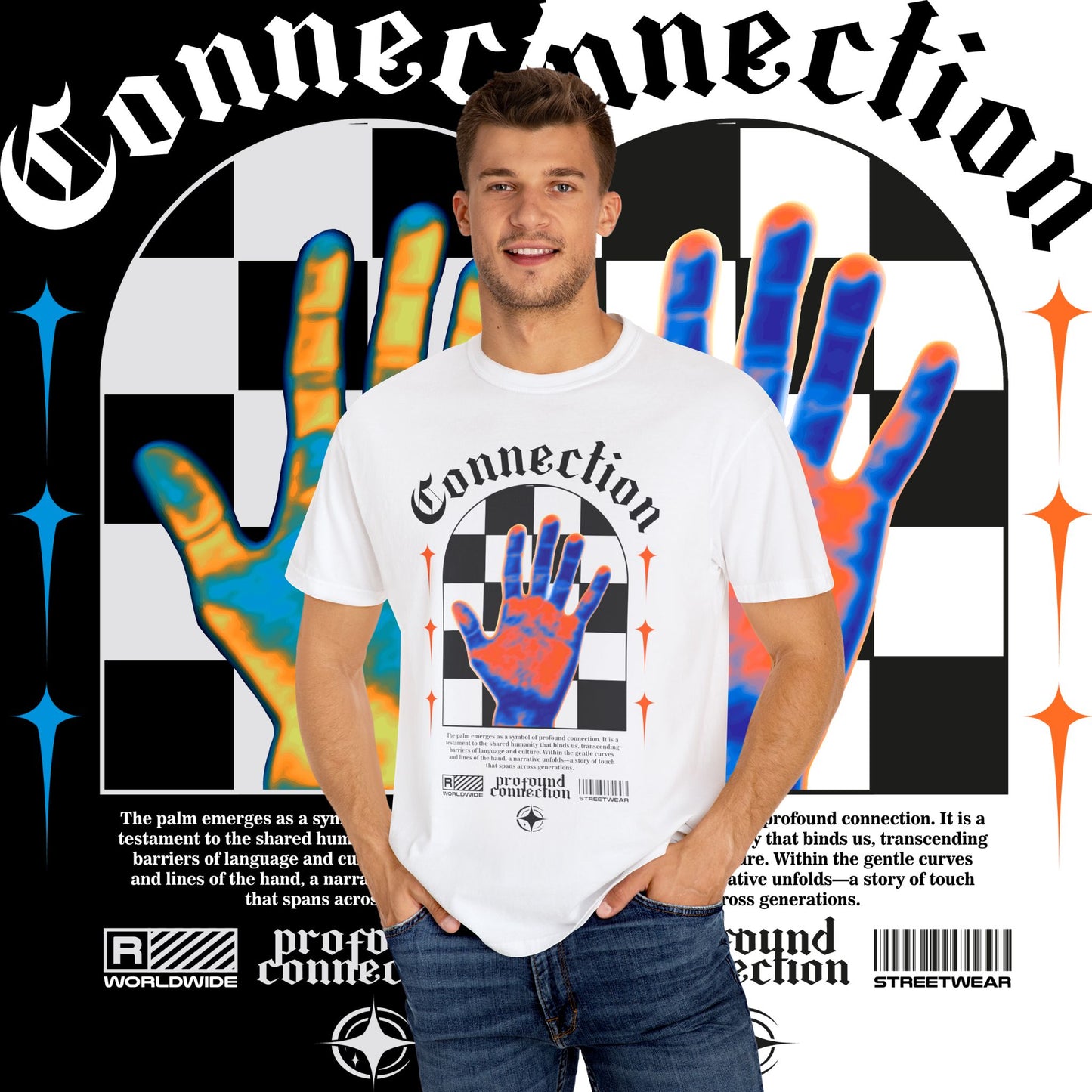 Connection Graphic Tee, Unisex Streetwear Shirt, Artistic Graphic T-shirt, Casual Style Gift, Trendy Connection Top