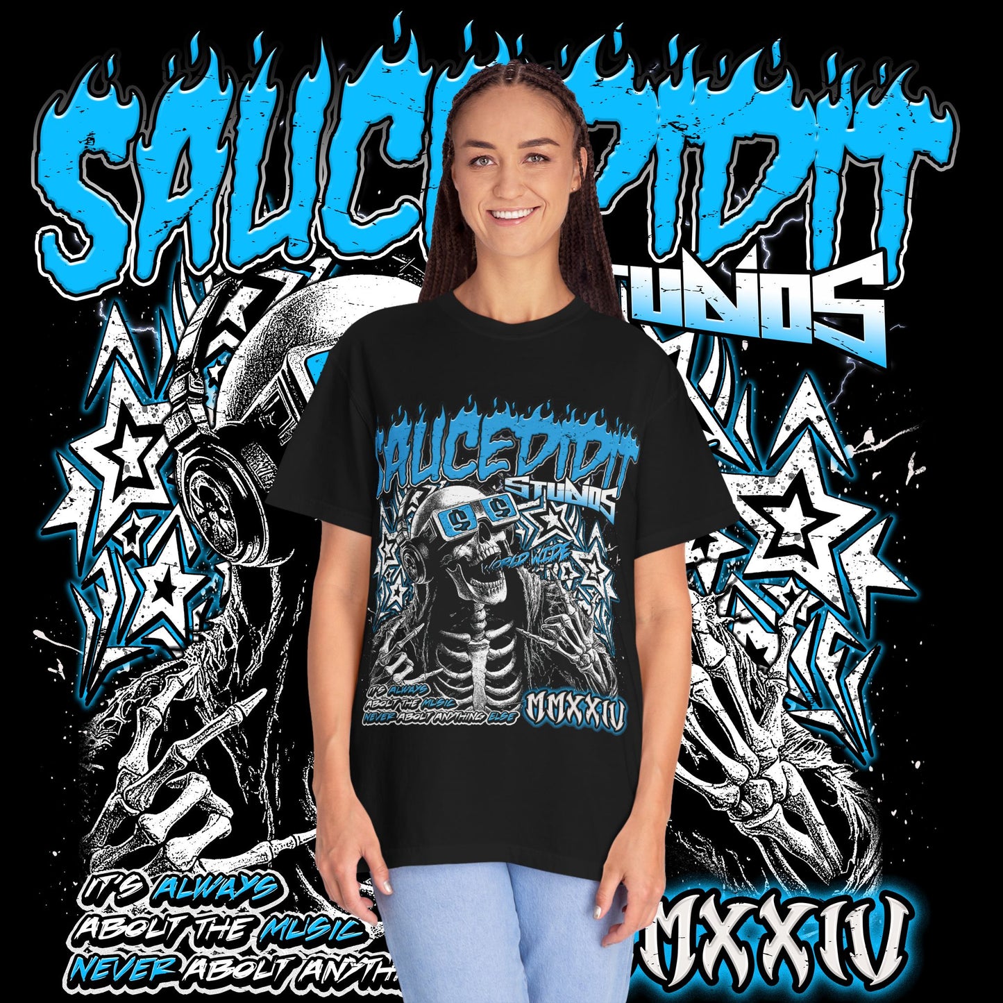 Sauced Out Skeleton Tee — "Don't Talk Too Much" Streetwear T-Shirt
