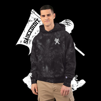 Embroidered Unisex Champion Tie-Dye Hoodie for Trendy Streetwear, Hip Urban Fashion Clothing, Limited Edition College Jacket, Custom Tie-Dye
