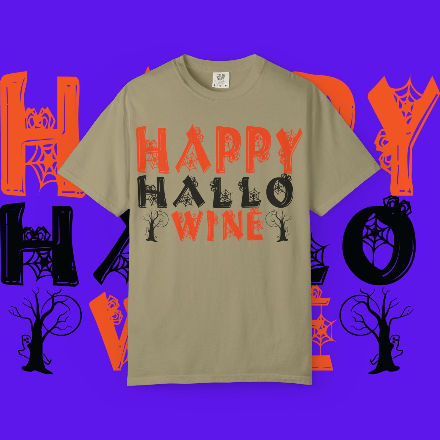 Hallowine T-Shirt, Halloween Tee, Spooky Celebration Shirt, Fall Festivity Apparel, Fun Halloween Gift, Unisex Garment-Dyed Tee