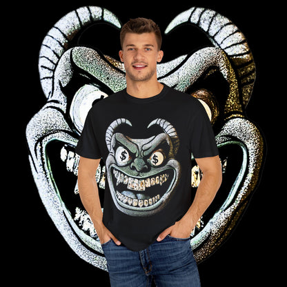 Grunge Demon Graphic T-shirt | Artistic Streetwear, Unisex Casual Tee, Gift for Music Lovers, Halloween Apparel, Urban Fashion