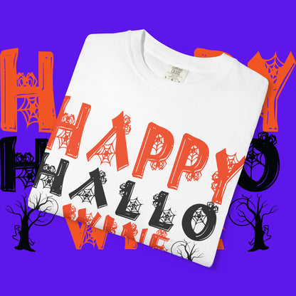 Hallowine T-Shirt, Halloween Tee, Spooky Celebration Shirt, Fall Festivity Apparel, Fun Halloween Gift, Unisex Garment-Dyed Tee