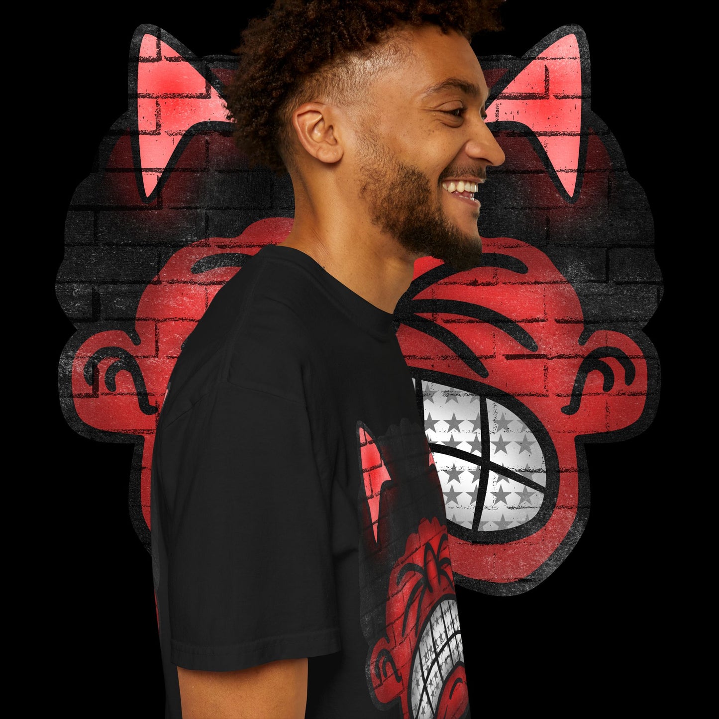Devil Grin T-Shirt — Retro Graffiti Streetwear with 'SAVEDBYDT' Back Logo