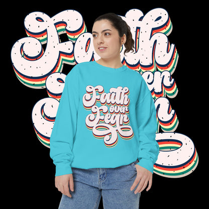 Faith Over Fear Retro Rainbow Sweatshirt
