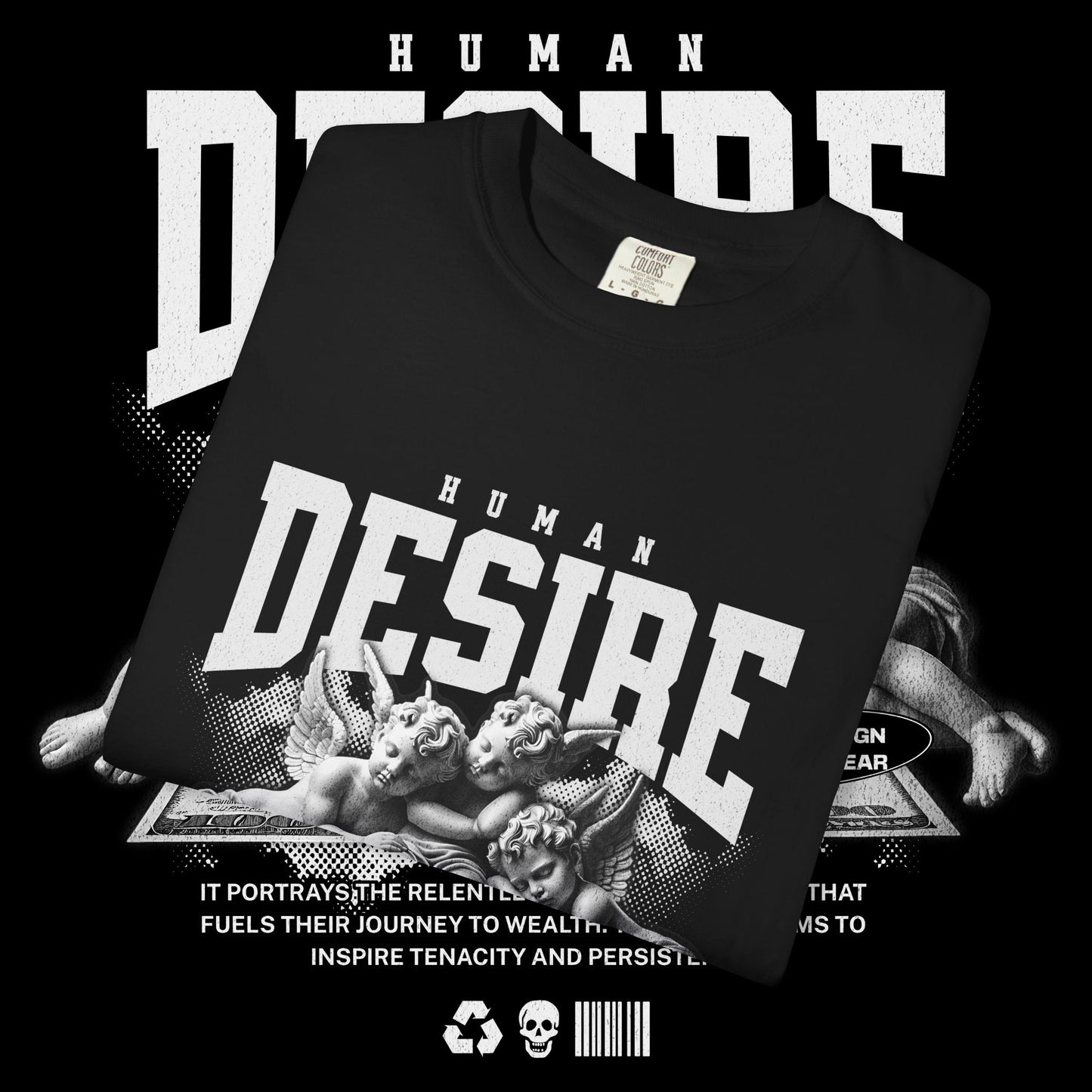 Human Desire Unisex Garment-Dyed T-shirt, Vintage Tee, Graphic Top, Trendy Shirt, Minimalist Clothing, Hipster Apparel