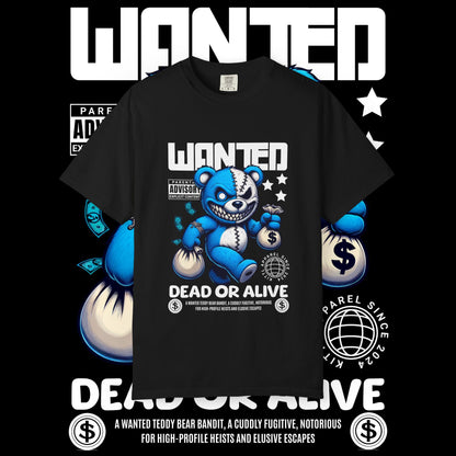 Wanted Teddy Bear Bandit T-Shirt, Graphic Tee, Fun Gift, Streetwear Style, Casual Wear, Unique Design