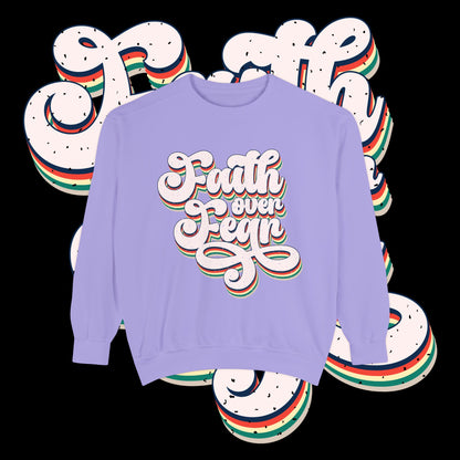 Faith Over Fear Retro Rainbow Sweatshirt