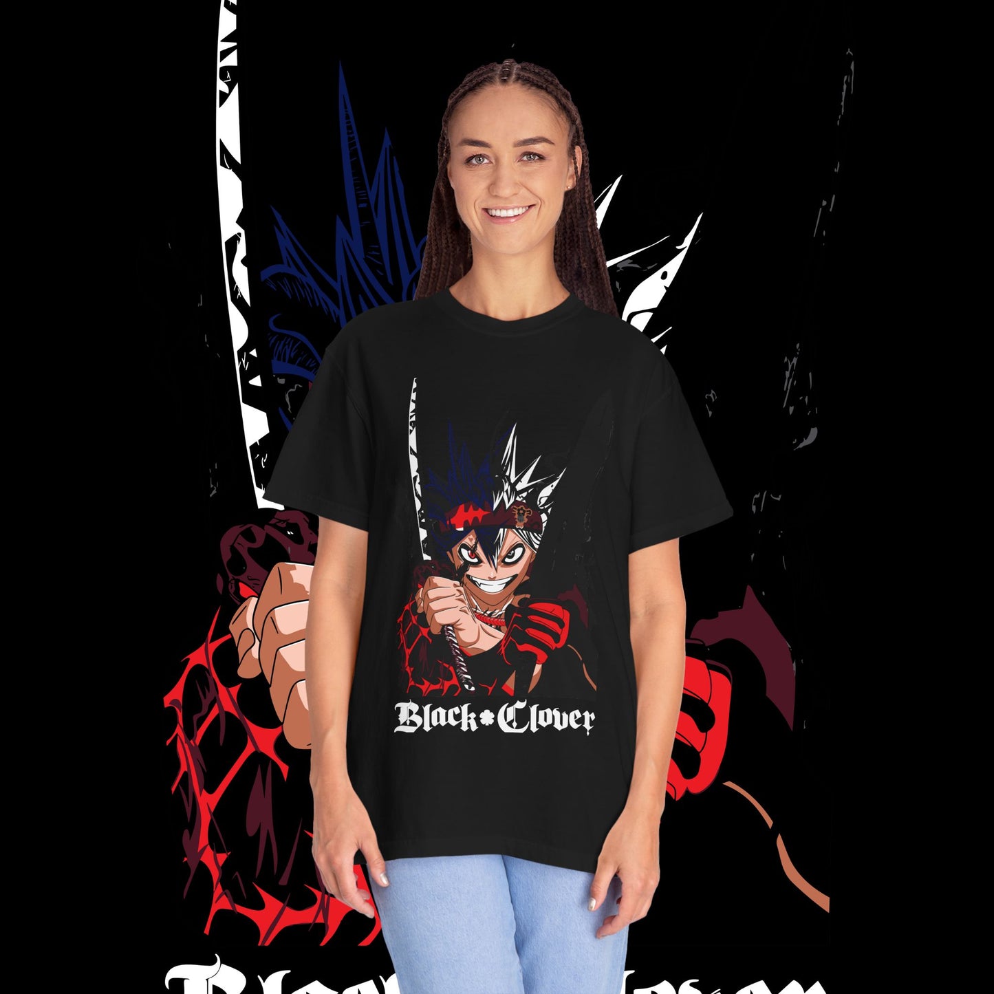 Black Clover Asta Demon Form Red Black Flame Unisex T-shirt, Anime Shirt, Manga Tee, Japanese Graphic Top, Cosplay Costume, Otaku Clothing