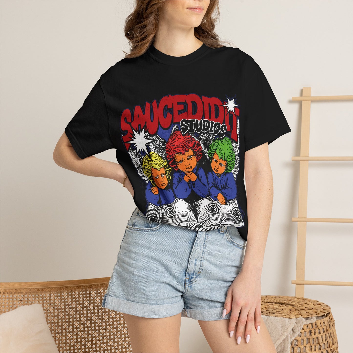 Saucedidit Cartoon Trio Graphic T-Shirt