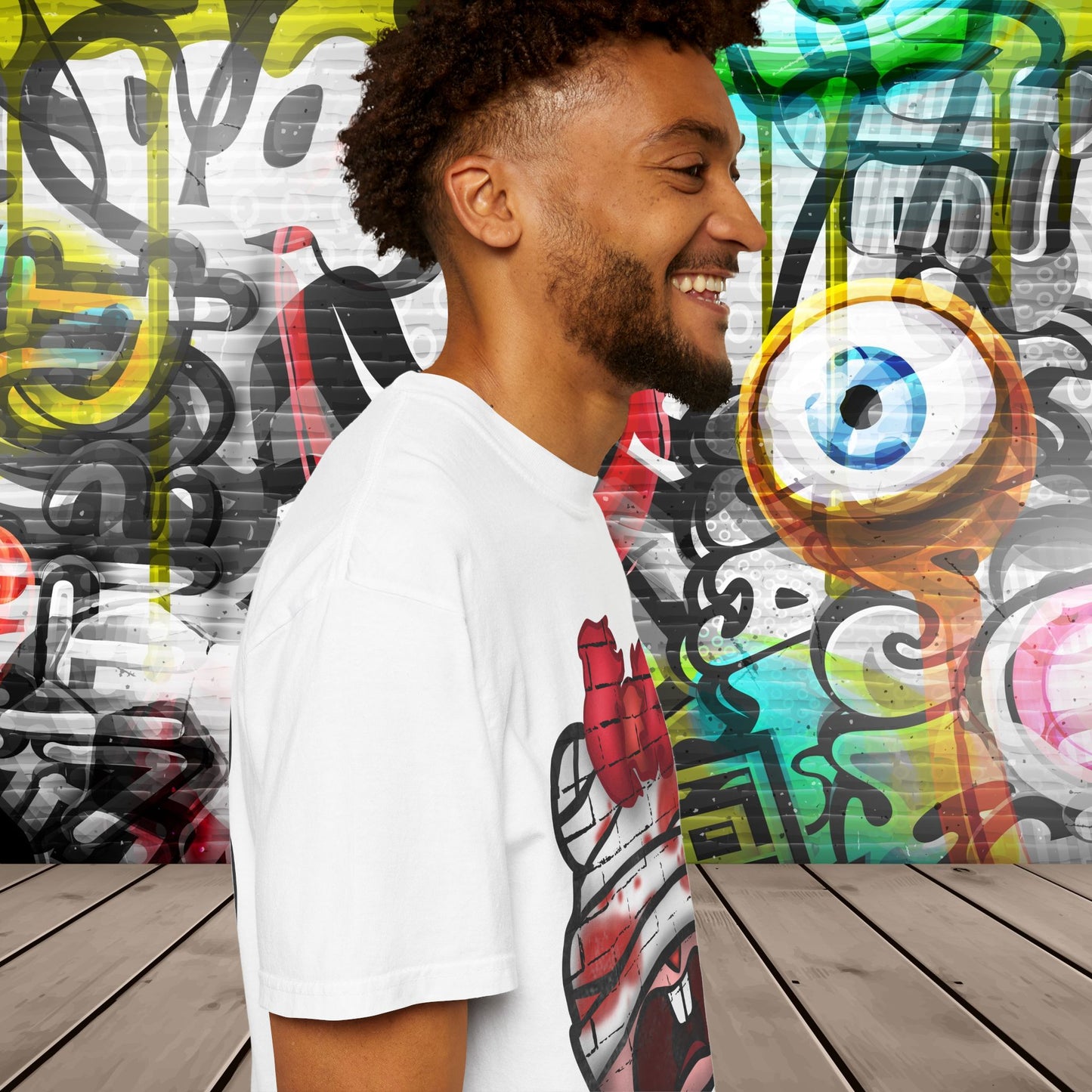Graffiti Bandage Bear T-Shirt — 'SaucedIt' Streetwear Graphic Tee