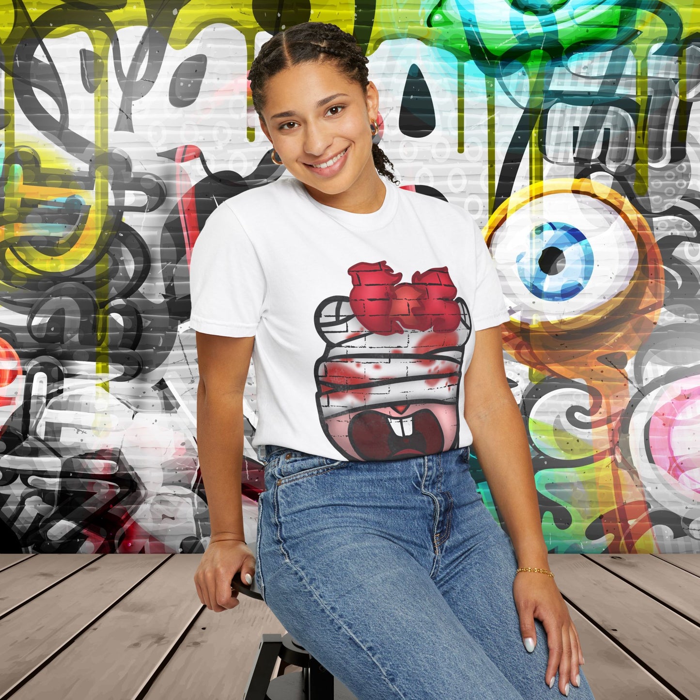 Graffiti Bandage Bear T-Shirt — 'SaucedIt' Streetwear Graphic Tee