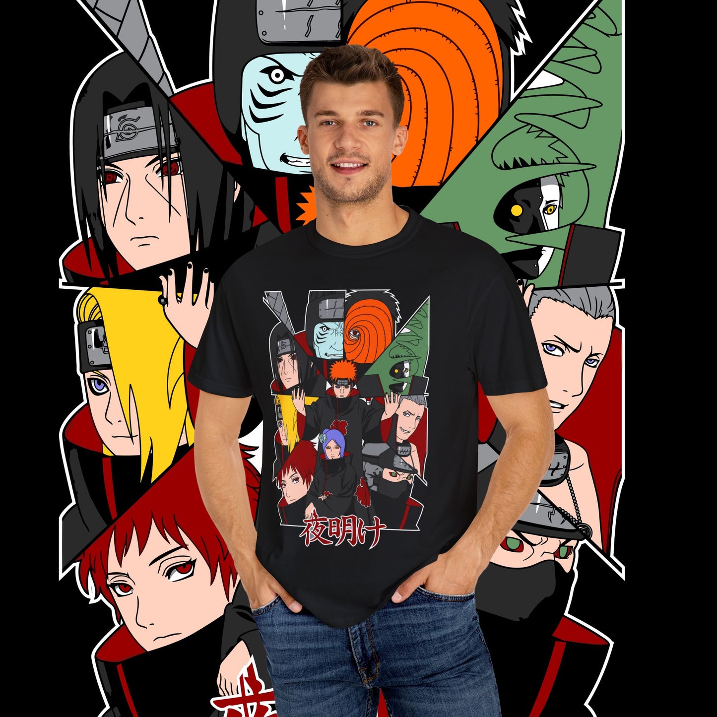 Naruto Akatsuki T-shirt, Anime Tee, Manga Shirt, Japanese Cartoon Top, Unisex Clothing