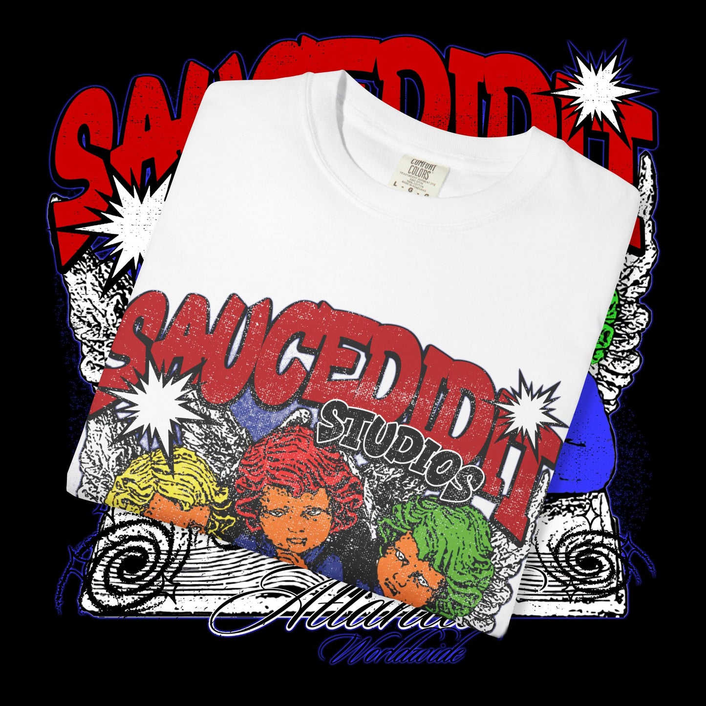 Saucedidit Cartoon Trio Graphic T-Shirt