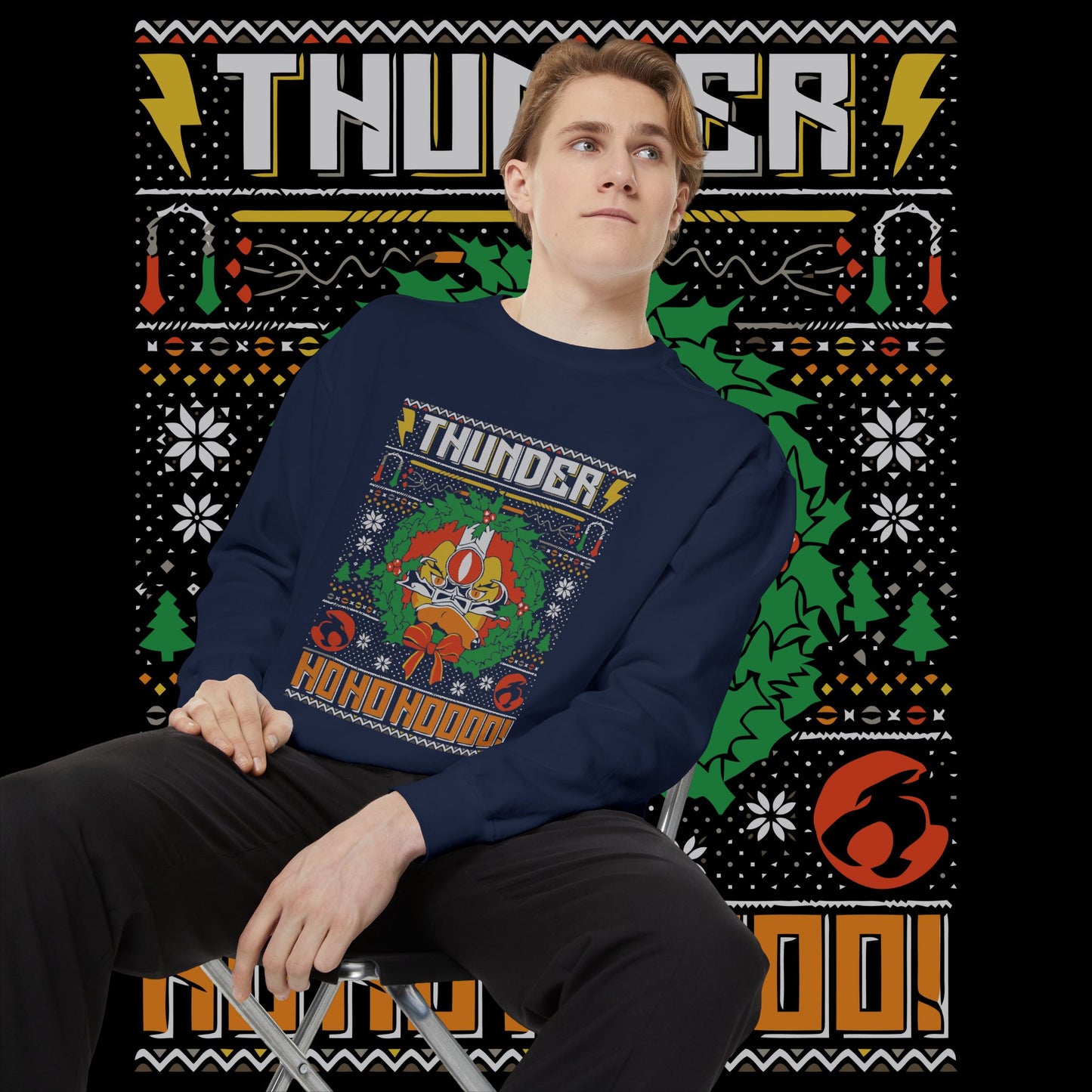 Thunder Ho Ho Ho! Holiday Sweatshirt — Retro Christmas Graphic Sweater