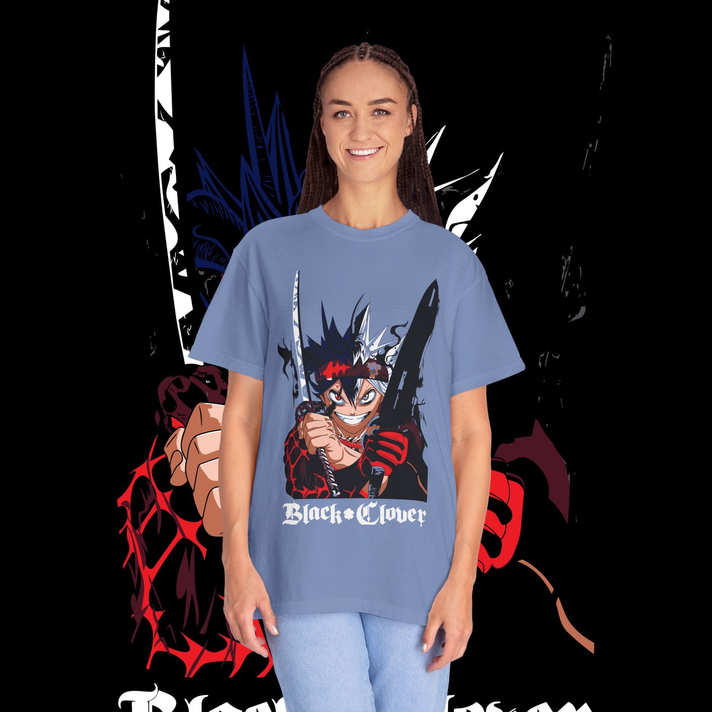 Black Clover Asta Demon Form Red Black Flame Unisex T-shirt, Anime Shirt, Manga Tee, Japanese Graphic Top, Cosplay Costume, Otaku Clothing