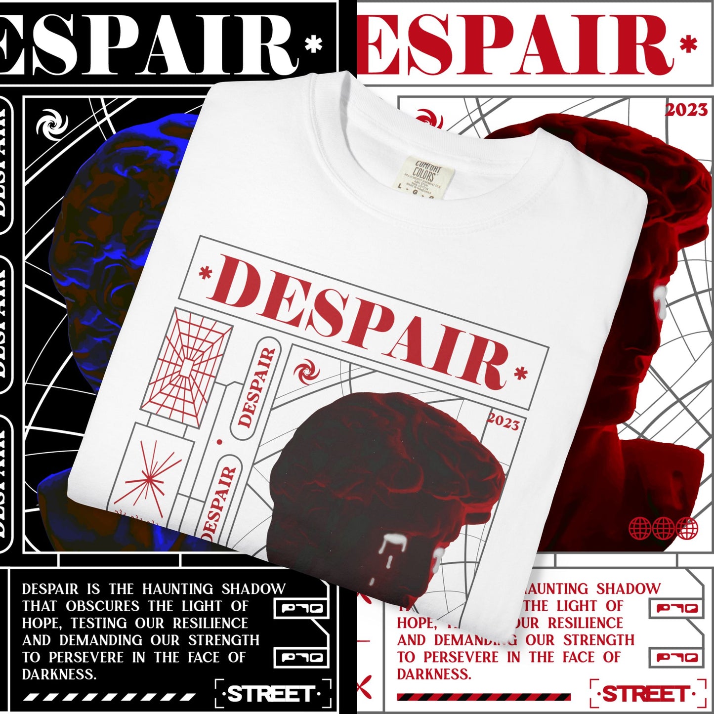 Despair Unisex Garment-Dyed T-shirt | Artistic Graphic Tee, Streetwear Fashion, Casual Everyday Wear, Unique Gift Idea, Trendy Apparel