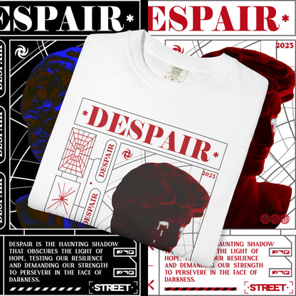 Despair Unisex Garment-Dyed T-shirt | Artistic Graphic Tee, Streetwear Fashion, Casual Everyday Wear, Unique Gift Idea, Trendy Apparel