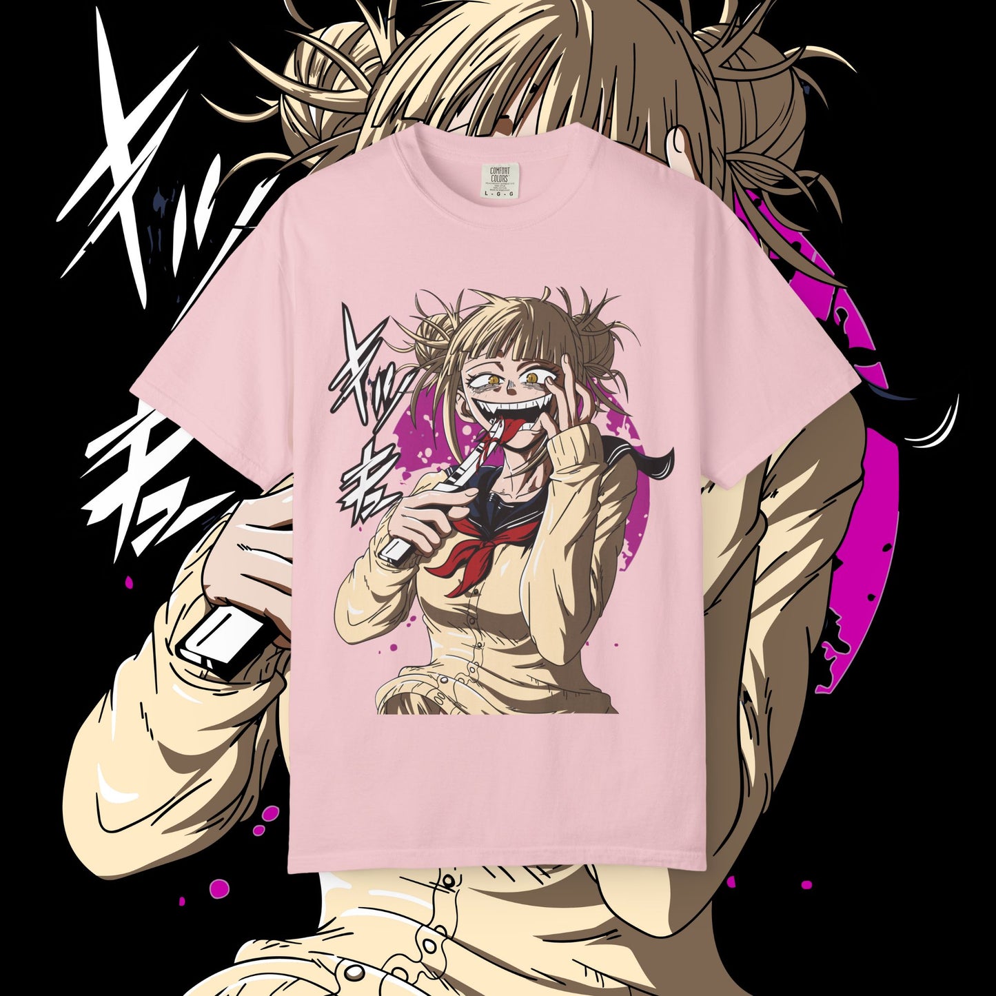 Anime Himiko Toga Unisex Garment-Dyed T-shirt, My Hero Academia, Villain Shirt, Cosplay Tee, Manga Fan Top