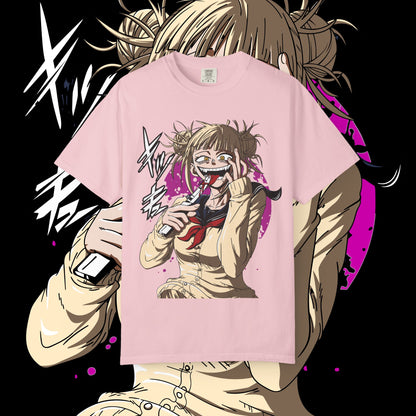 Anime Himiko Toga Unisex Garment-Dyed T-shirt, My Hero Academia, Villain Shirt, Cosplay Tee, Manga Fan Top