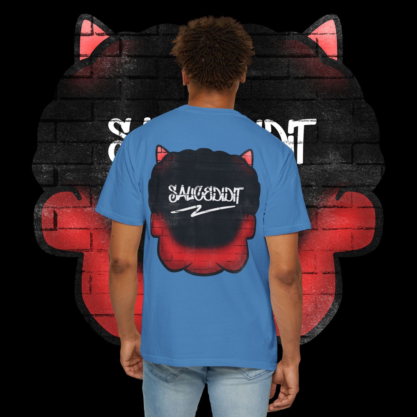 Devil Grin T-Shirt — Retro Graffiti Streetwear with 'SAVEDBYDT' Back Logo
