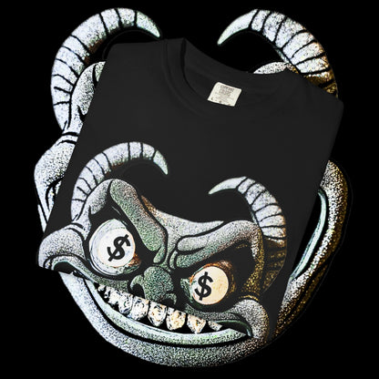 Grunge Demon Graphic T-shirt | Artistic Streetwear, Unisex Casual Tee, Gift for Music Lovers, Halloween Apparel, Urban Fashion