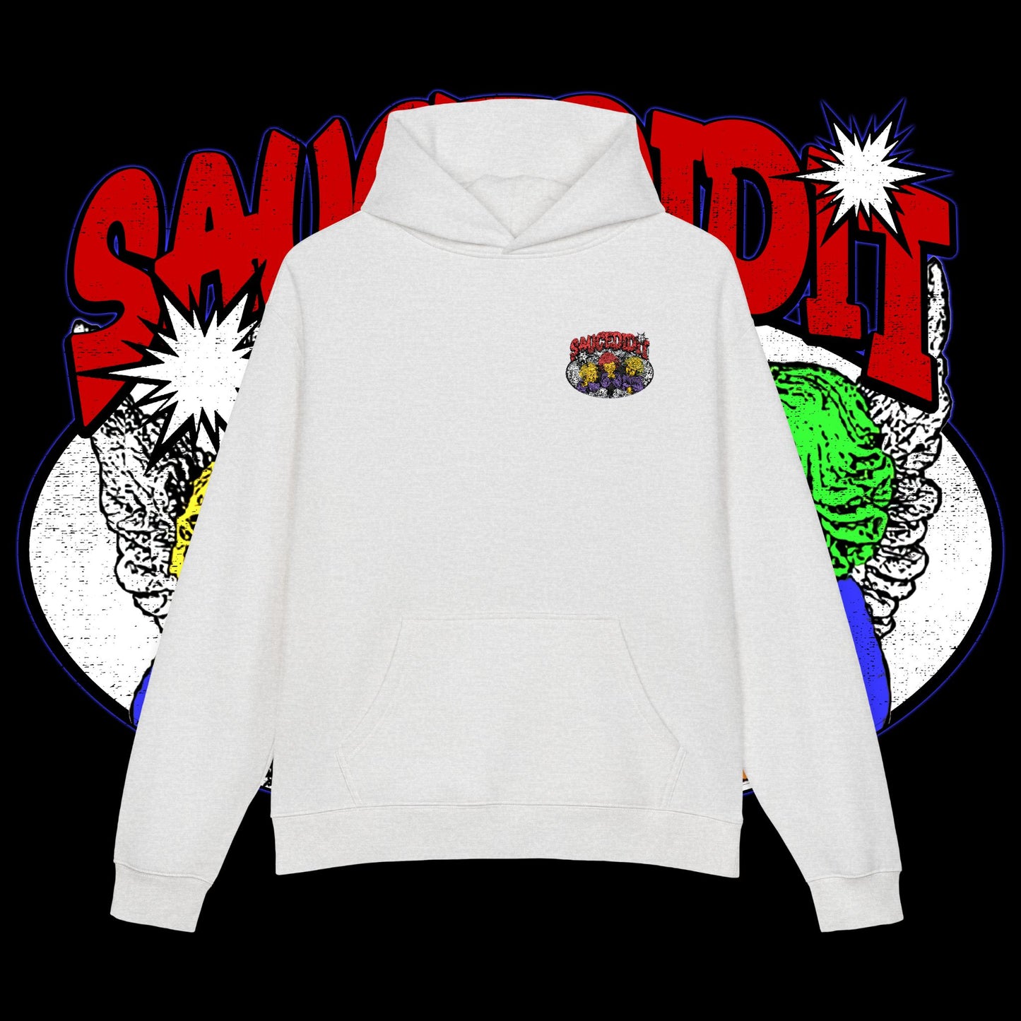 Sauced It Retro Pop Art Hoodie — 'Sauced It' Embroidered Graphic Pullover