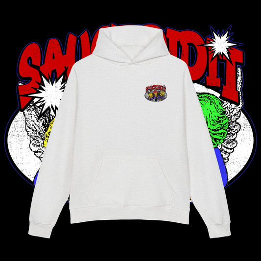 Sauced It Retro Pop Art Hoodie — 'Sauced It' Embroidered Graphic Pullover