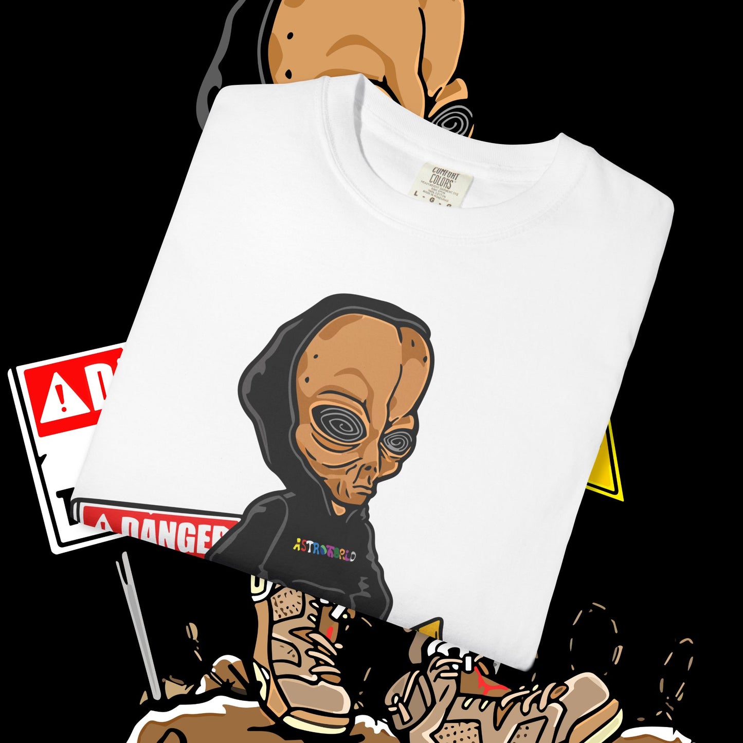 Alien Danger Graphic Tee, Unisex Streetwear, Casual Outfit, Gift for Sci-Fi Lovers, Summer Essential, Festival Wear