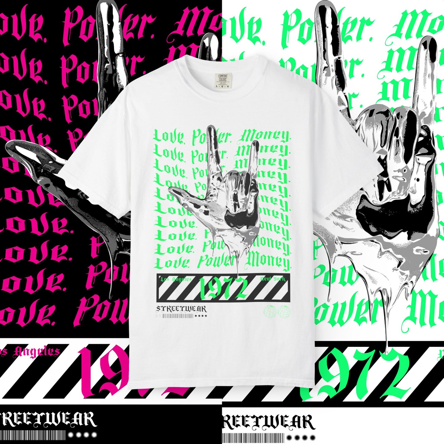 Love Power Money Unisex Garment-Dyed T-shirt, Money Manifestation Tee, Positive Affirmation Shirt, Law of Attraction Clothing, Spiritual