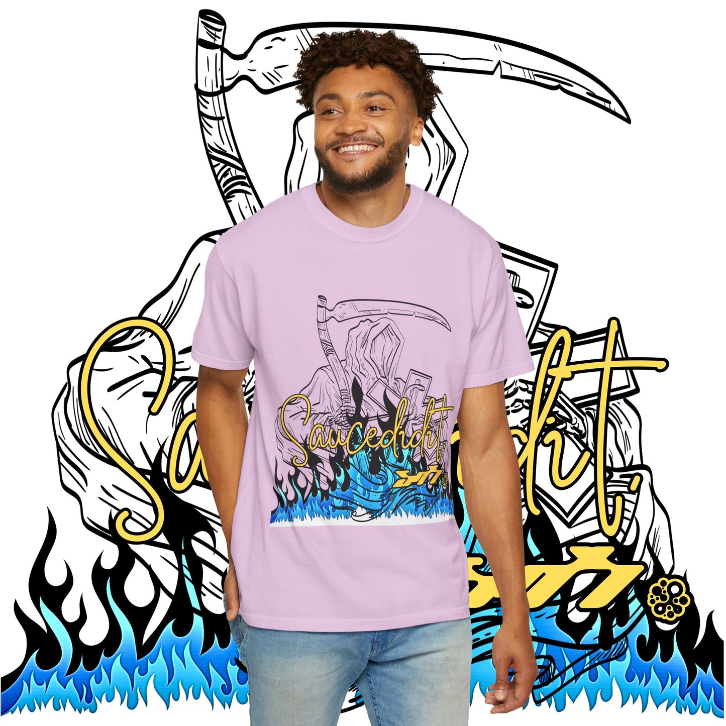 Grim Reaper Flames T-Shirt — "Sacred It" Graphic Tee