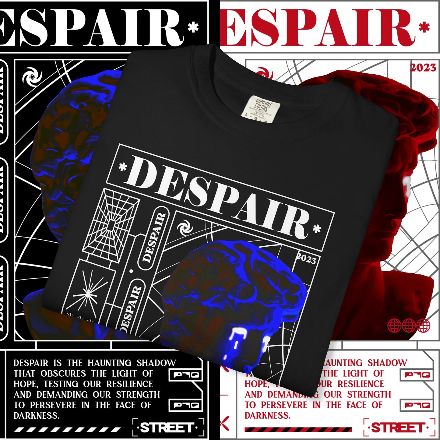 Despair Unisex Garment-Dyed T-shirt | Artistic Graphic Tee, Streetwear Fashion, Casual Everyday Wear, Unique Gift Idea, Trendy Apparel