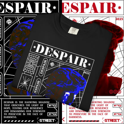 Despair Unisex Garment-Dyed T-shirt | Artistic Graphic Tee, Streetwear Fashion, Casual Everyday Wear, Unique Gift Idea, Trendy Apparel