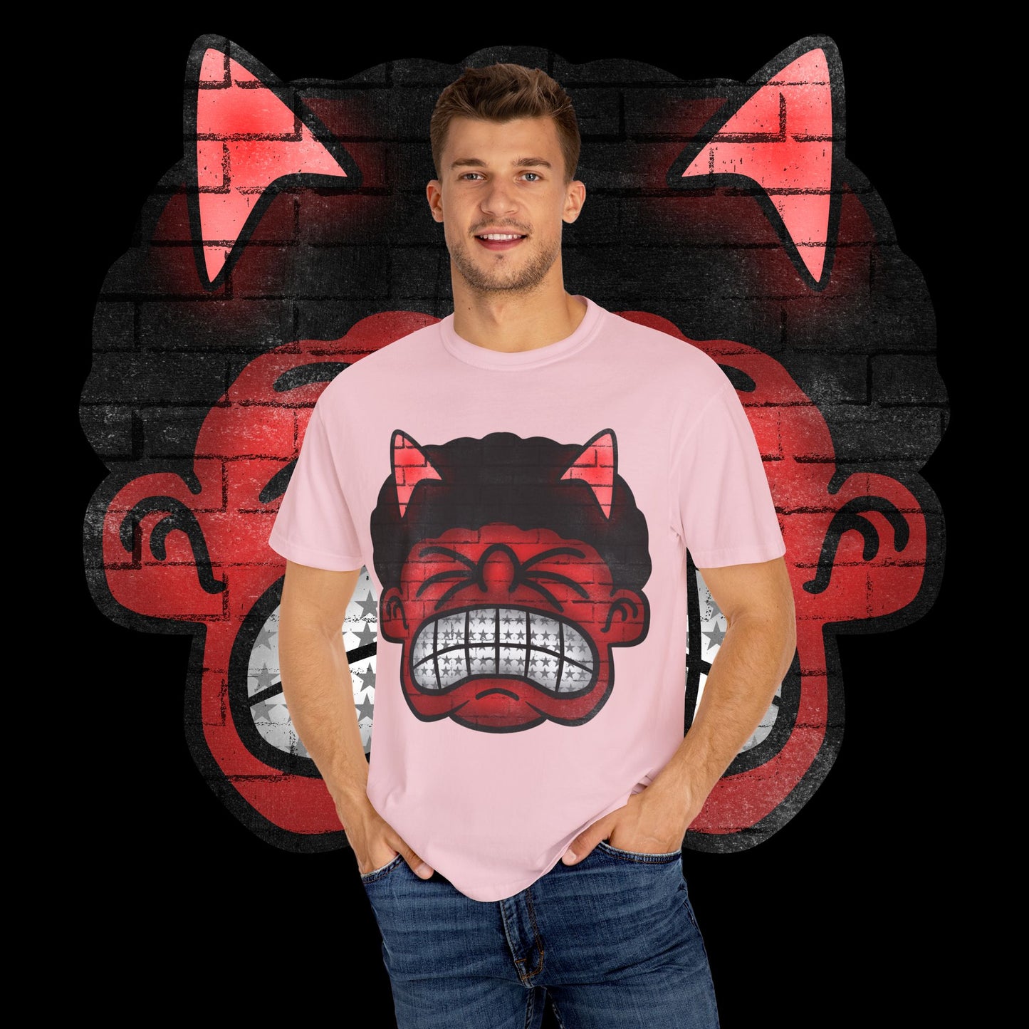 Edgy Graphic T-Shirt, Unisex Streetwear, Trendy Demon Design, Custom Gift Idea, Everyday Casual Wear, Hip Hop Fashion