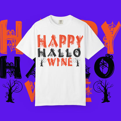 Hallowine T-Shirt, Halloween Tee, Spooky Celebration Shirt, Fall Festivity Apparel, Fun Halloween Gift, Unisex Garment-Dyed Tee