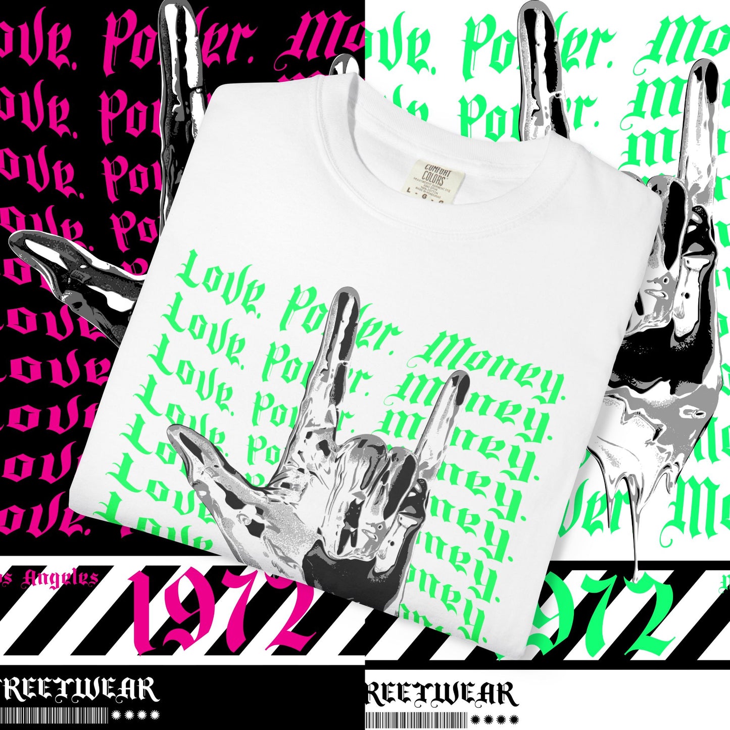 Love Power Money Unisex Garment-Dyed T-shirt, Money Manifestation Tee, Positive Affirmation Shirt, Law of Attraction Clothing, Spiritual