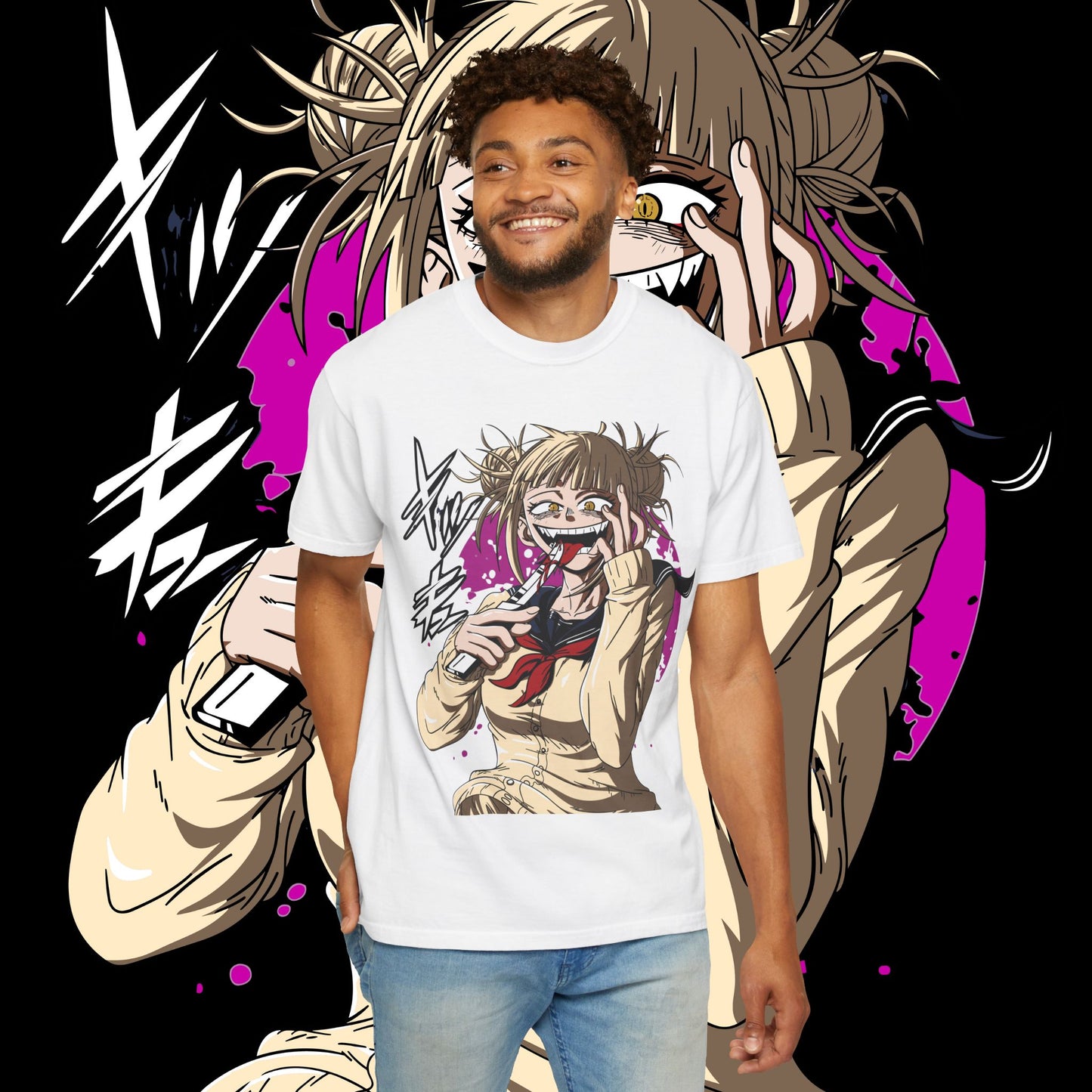 Anime Himiko Toga Unisex Garment-Dyed T-shirt, My Hero Academia, Villain Shirt, Cosplay Tee, Manga Fan Top